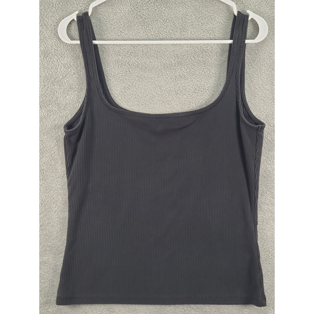 Boden Womens Ribbed Square Neck Tank Top Dark Gray T1164 Size M